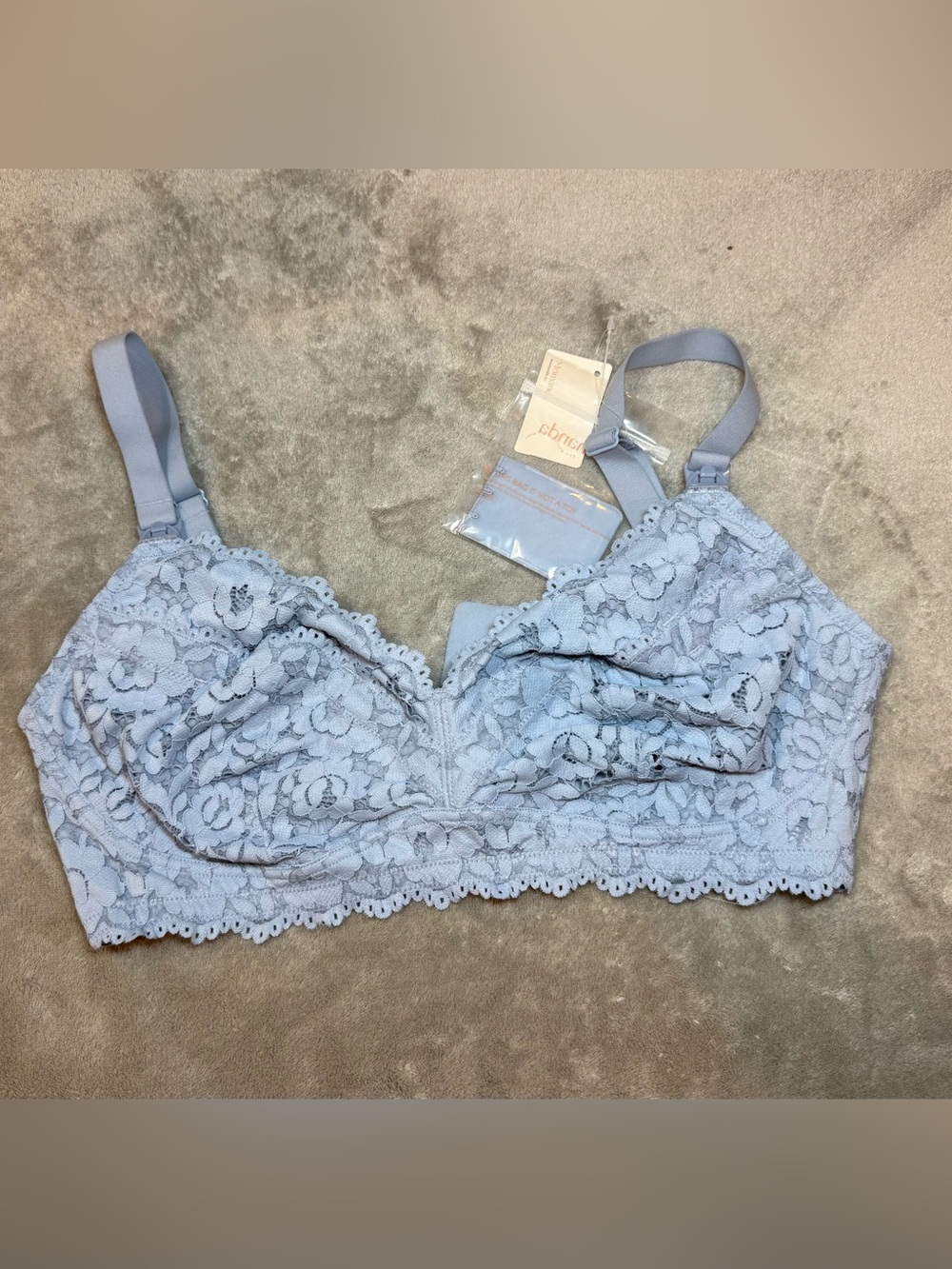 Momanda Lace Nursing and Pumping Bra 38D Glacier Blue NWT
